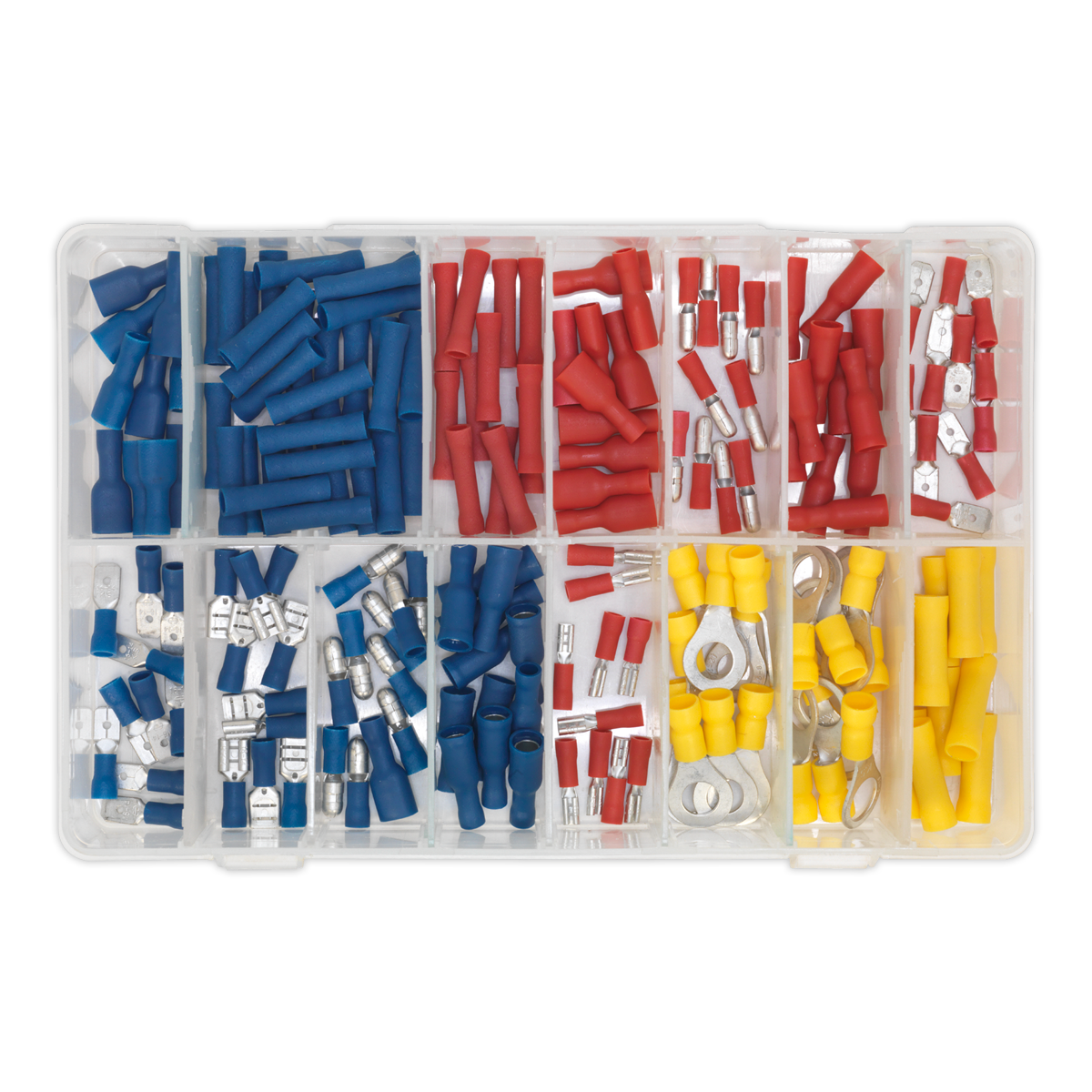 Sealey 200pc Blue, Red & Yellow Crimp Terminal Assortment AB038MT