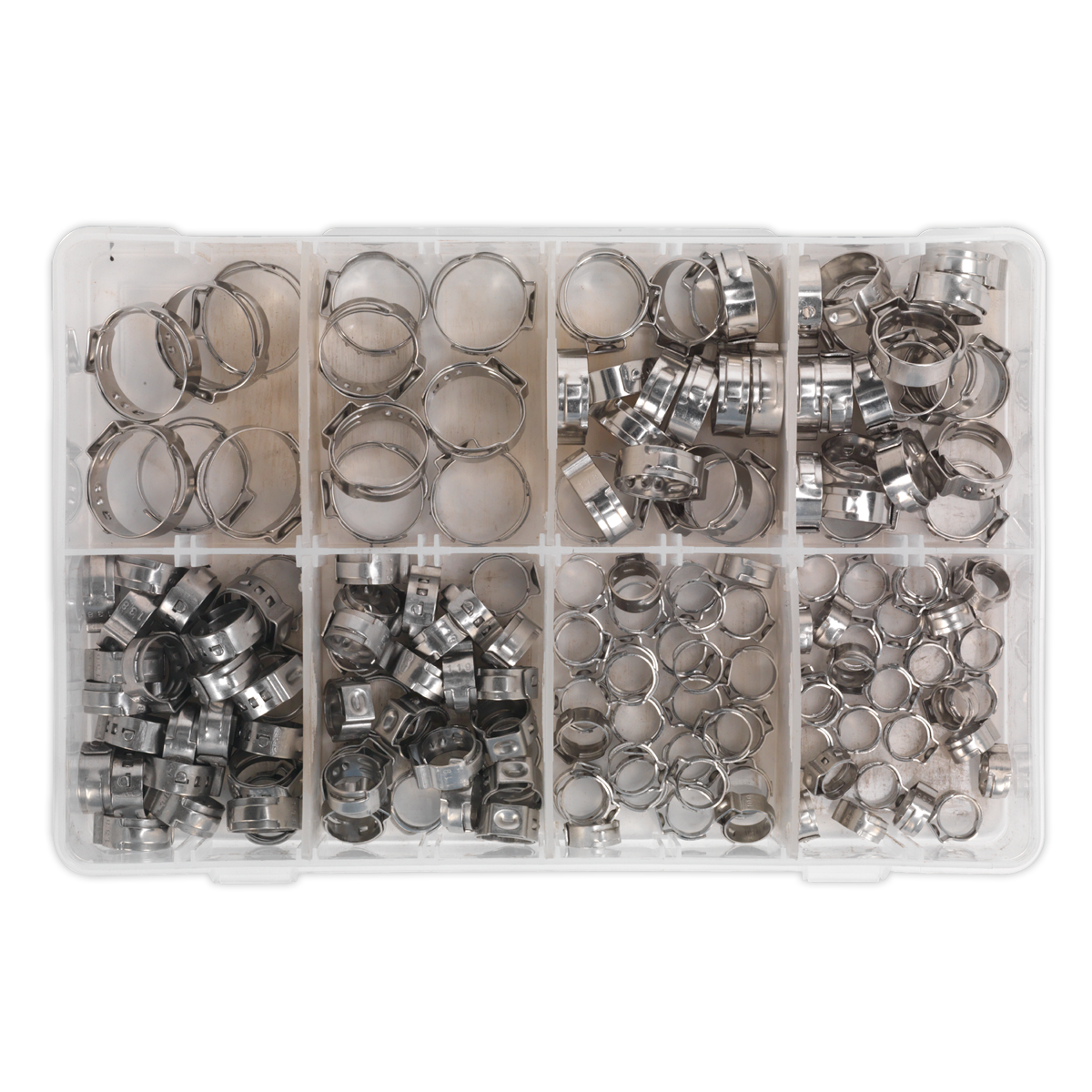 Sealey 160pc Stainless Steel O-Clip Single Ear Assortment AB043SE