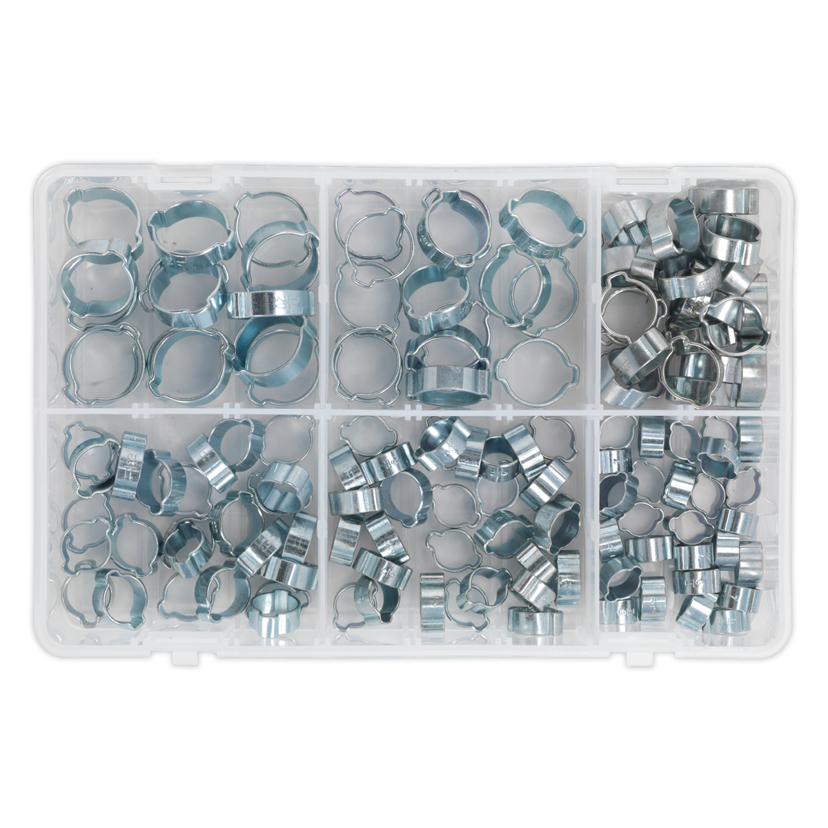 Sealey 140pc O-Clip Double Ear Assortment Zinc Plated AB044DE