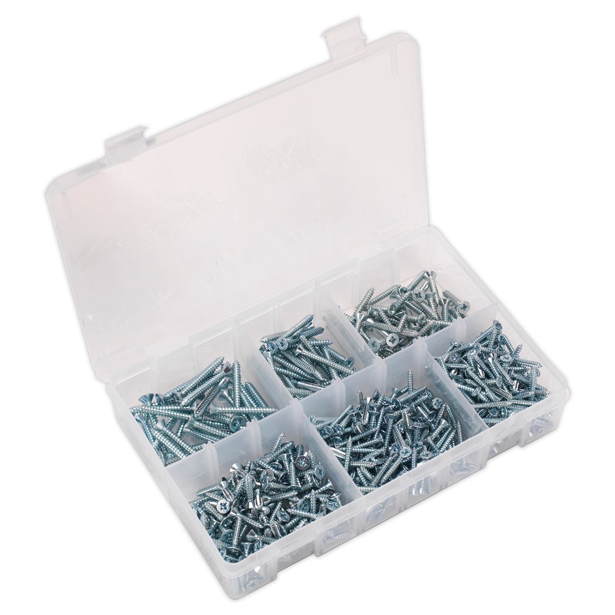 Sealey 510pc Zinc Plated Self Tapping Countersunk Pozi Screw Assortment - DIN 7982 AB062STCS