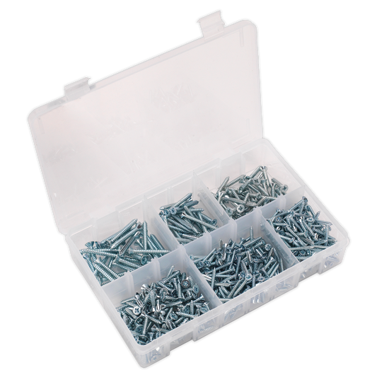 Sealey 510pc Zinc Plated Self Tapping Countersunk Pozi Screw Assortment - DIN 7982 AB062STCS