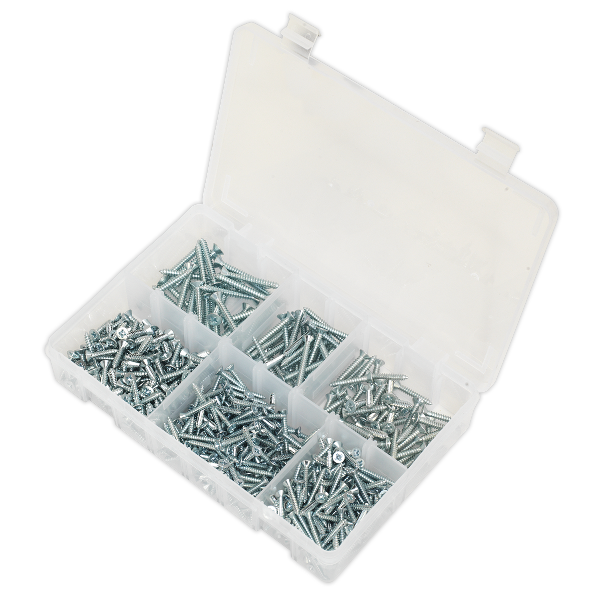 Sealey 510pc Zinc Plated Self Tapping Countersunk Pozi Screw Assortment - DIN 7982 AB062STCS