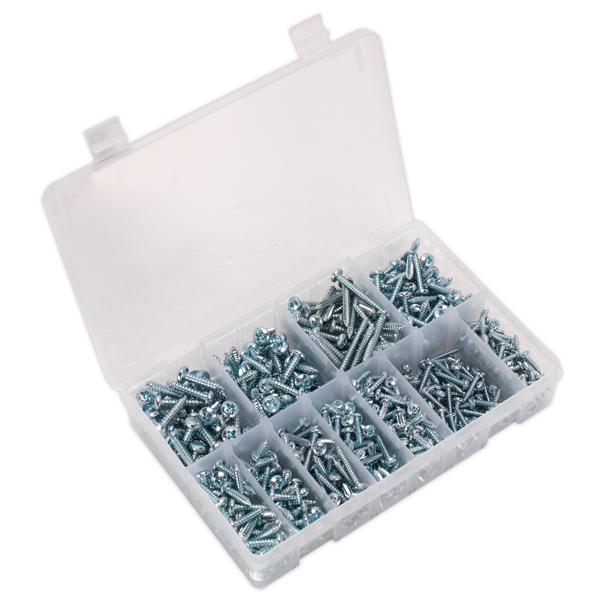 Sealey 700pc Self Tapping Pan Head Pozi Screw Assortment - DIN 7981CZ AB063STPH