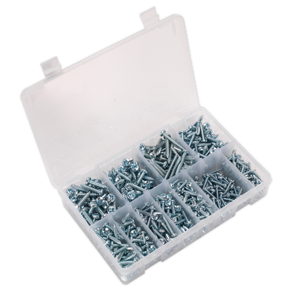 Sealey 700pc Self Tapping Pan Head Pozi Screw Assortment - DIN 7981CZ AB063STPH