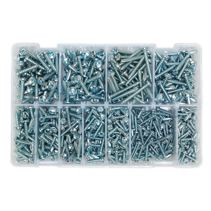 Sealey 700pc Self Tapping Pan Head Pozi Screw Assortment - DIN 7981CZ AB063STPH