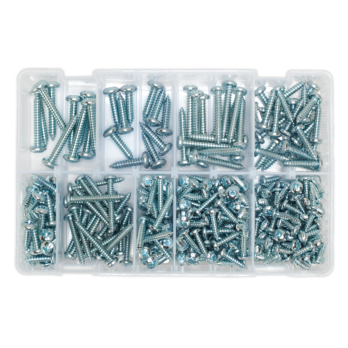 Sealey 305pc Self Tapping Pan Head Pozi Screw Assortment - DIN 798CZ AB064STPP