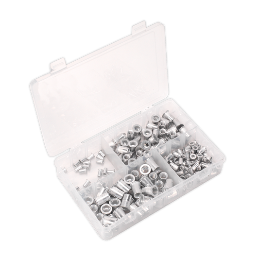 Sealey 200pc Splined Threaded Insert (Rivet Nut) Assortment M4-M8 - Metric AB073TI