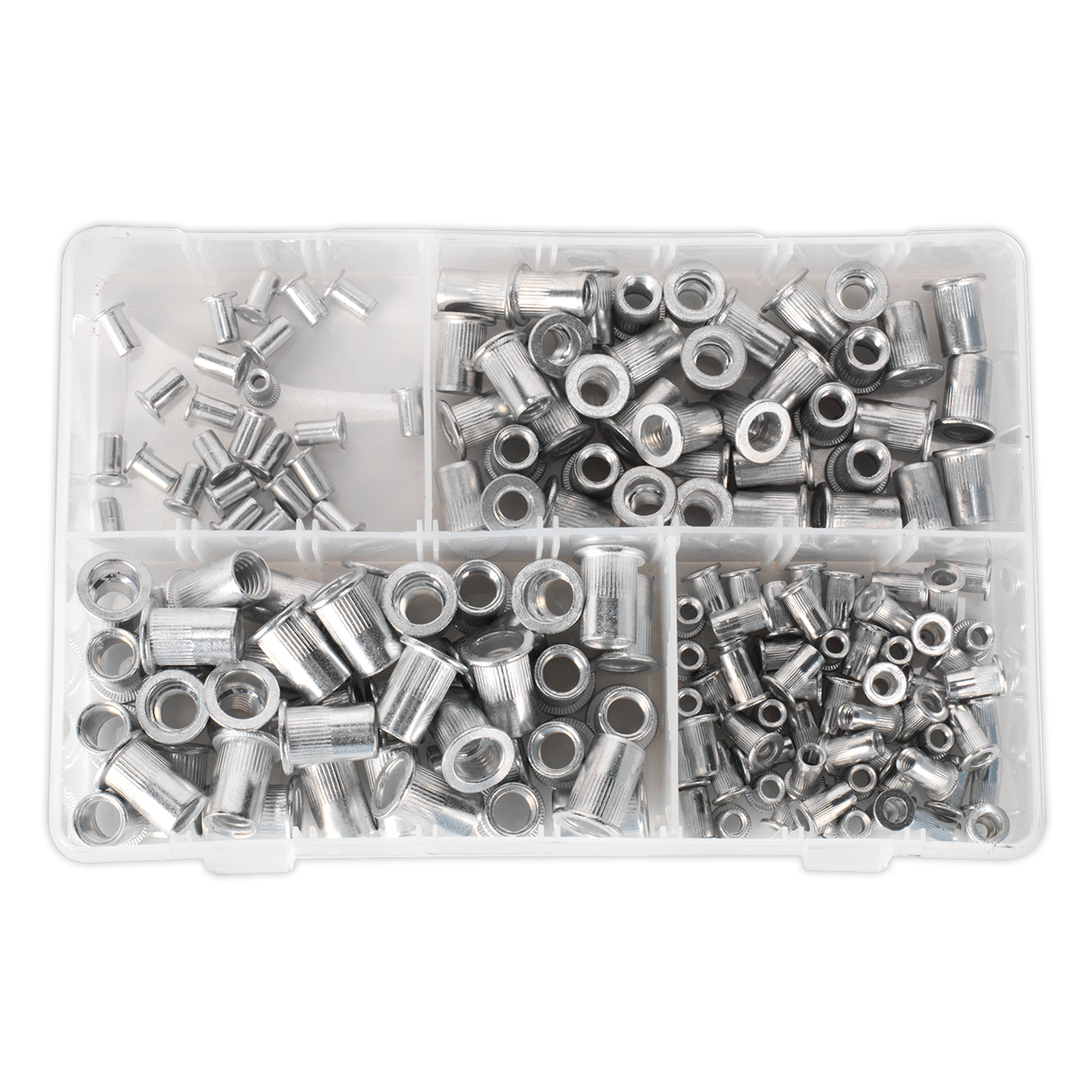 Sealey 200pc Splined Threaded Insert (Rivet Nut) Assortment M4-M8 - Metric AB073TI