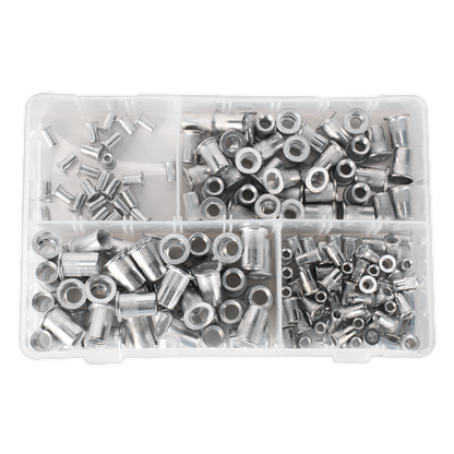 Sealey 200pc Splined Threaded Insert (Rivet Nut) Assortment M4-M8 - Metric AB073TI