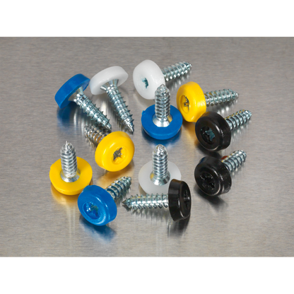 Sealey 200pc Numberplate Screw Assortment Plastic Enclosed Head AB076NP