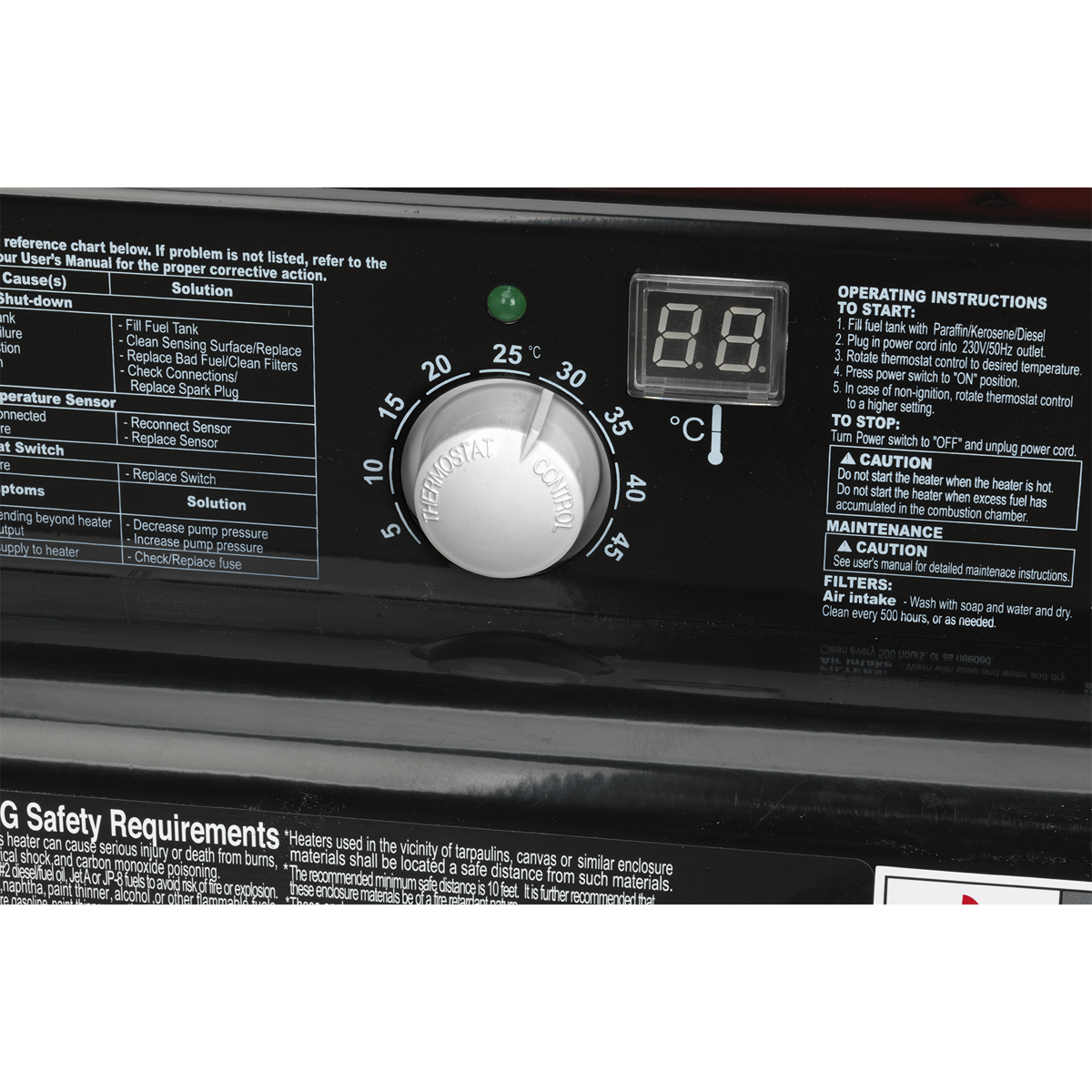 Sealey 215,000Btu/hr Space Warmer® Paraffin/Kerosene/Diesel Heater with Wheels AB2158