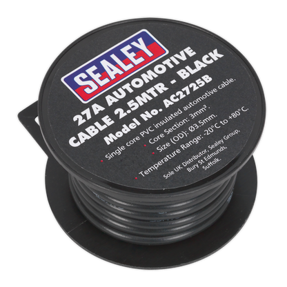 Sealey 2.5m 27A Thick Wall Automotive - Black AC2725B