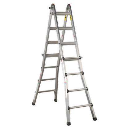 Sealey 4-Way Trade Aluminium Adjustable Height Telescopic Ladder EN 131 AFPL3