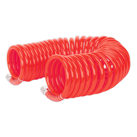 Sealey PU Coiled Air Hose 10m x Ø8mm with 1/4"BSP Unions AH10C/8
