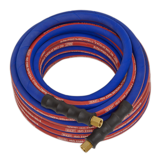 Sealey 10m x Ø8mm Extra-Heavy-Duty Air Hose with 1/4"BSP Unions AH10R