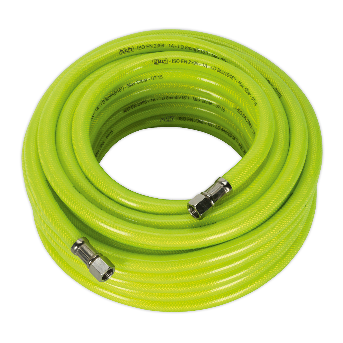 Sealey 15m x Ø8mm High-Visibility Air Hose with 1/4"BSP Unions AHFC15