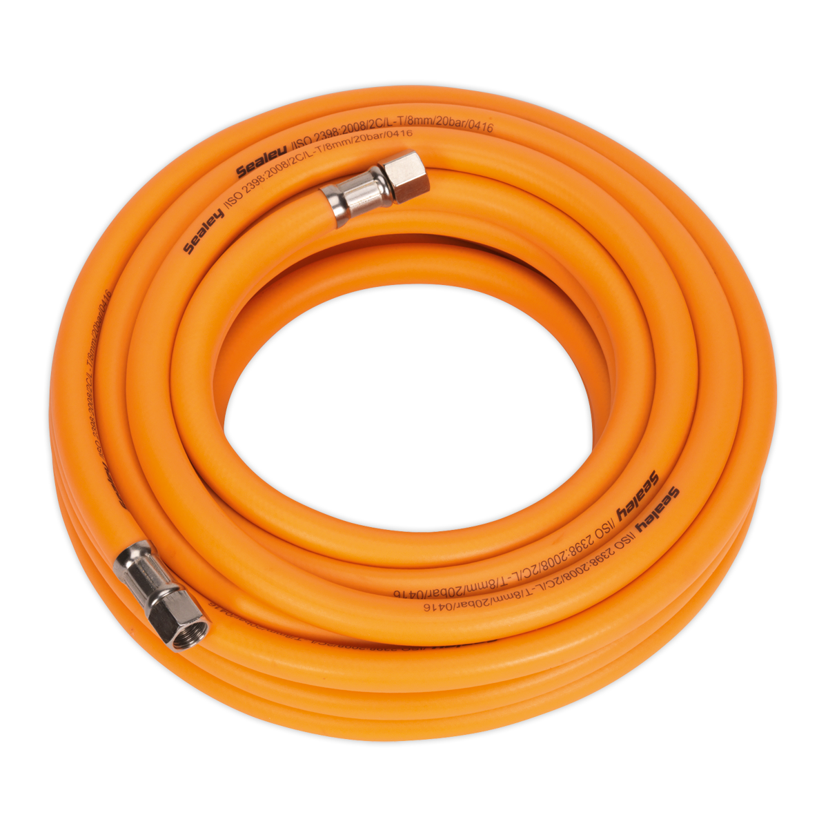 Sealey 10m x Ø8mm High-Visibility Hybrid Air Hose with 1/4"BSP Unions AHHC10