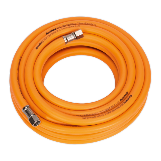 Sealey 10m x Ø8mm High-Visibility Hybrid Air Hose with 1/4"BSP Unions AHHC10