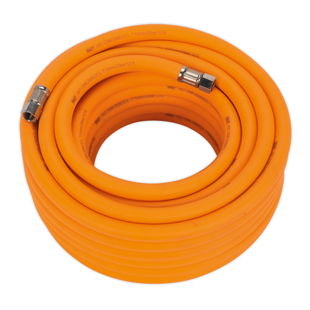 Sealey 15m x Ø10mm High-Visibility Hybrid Air Hose with 1/4"BSP Unions AHHC1538