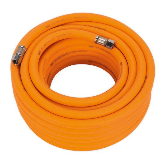 Sealey 15m x Ø10mm High-Visibility Hybrid Air Hose with 1/4"BSP Unions AHHC1538