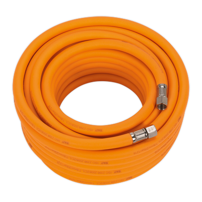 Sealey 15m x Ø8mm High-Visibility Hybrid Air Hose with 1/4"BSP Unions AHHC15