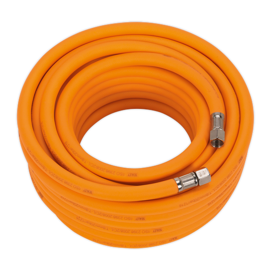 Sealey 15m x Ø8mm High-Visibility Hybrid Air Hose with 1/4"BSP Unions AHHC15