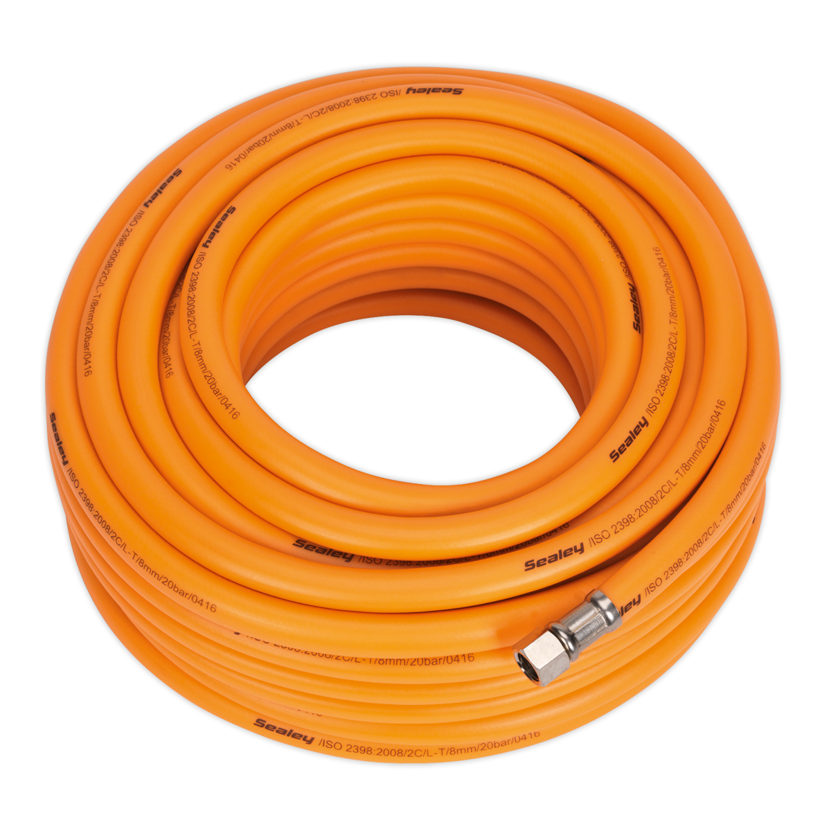 Sealey 20m x Ø8mm High-Visibility Hybrid Air Hose with 1/4"BSP Unions AHHC20