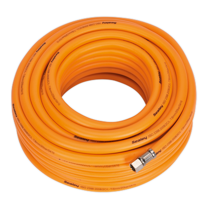 Sealey 20m x Ø8mm High-Visibility Hybrid Air Hose with 1/4"BSP Unions AHHC20