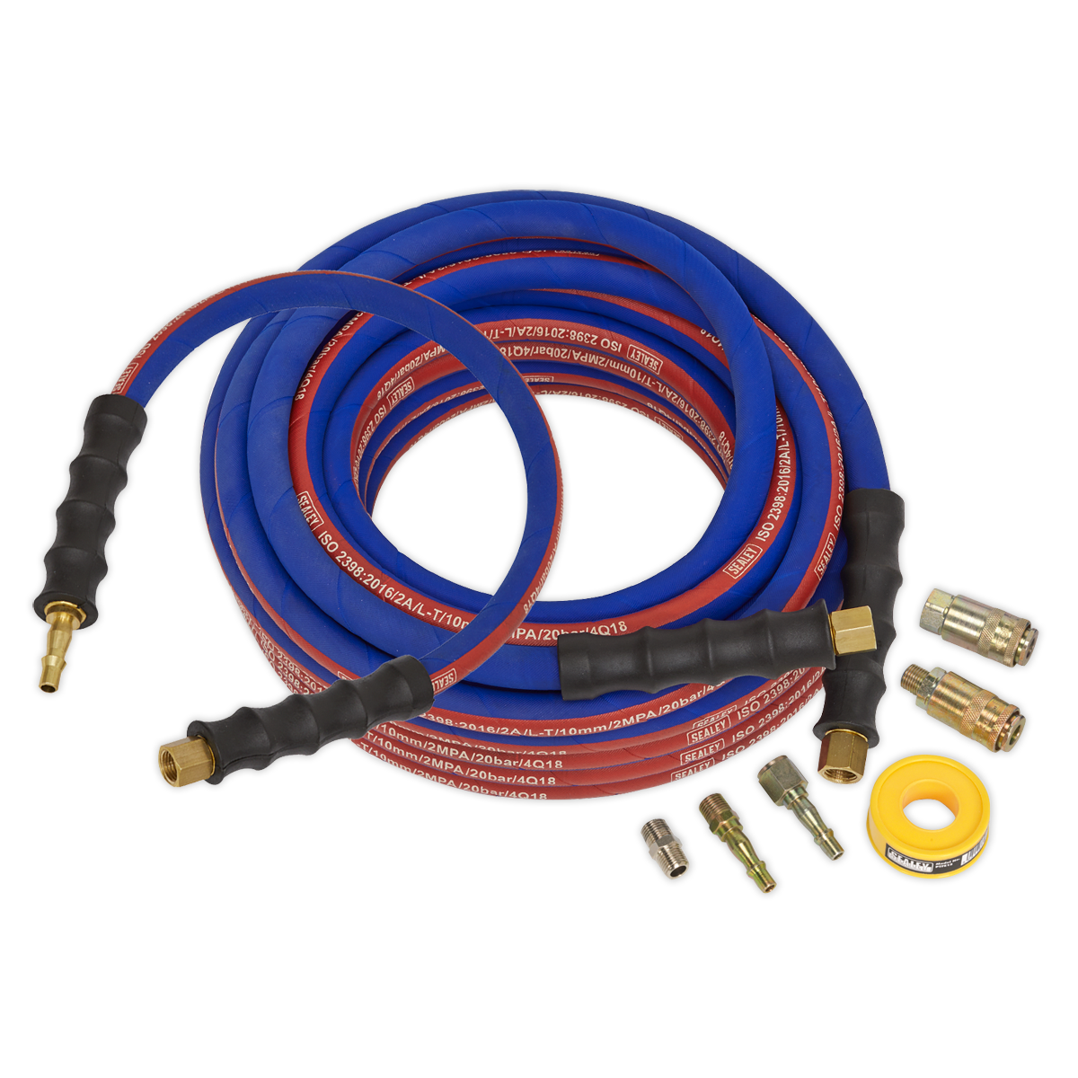 Sealey 15m x Ø10mm Heavy-Duty Air Hose Kit with Connectors AHK02