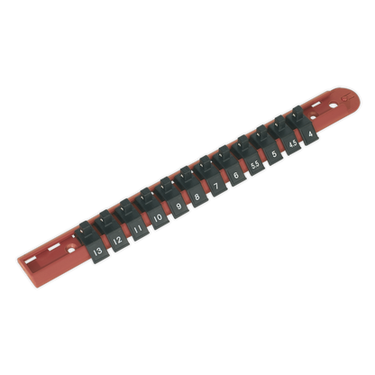 Sealey 1/4"Sq Drive Socket Retaining Rail with 12 Clips AK1412