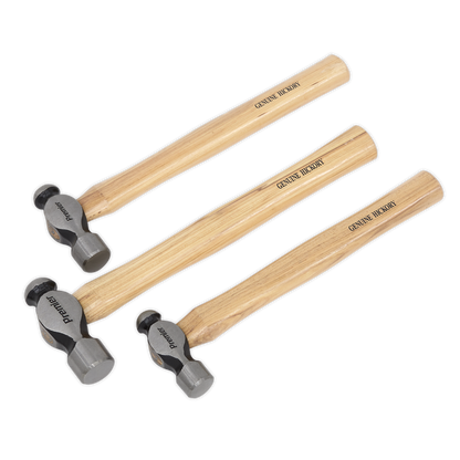 Sealey 3pc Ball Pein Hammer Set with Hickory Shafts AK203