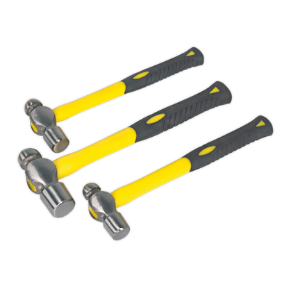 Sealey 3pc Ball Pein Hammer Set with Fibreglass Shafts AK2031