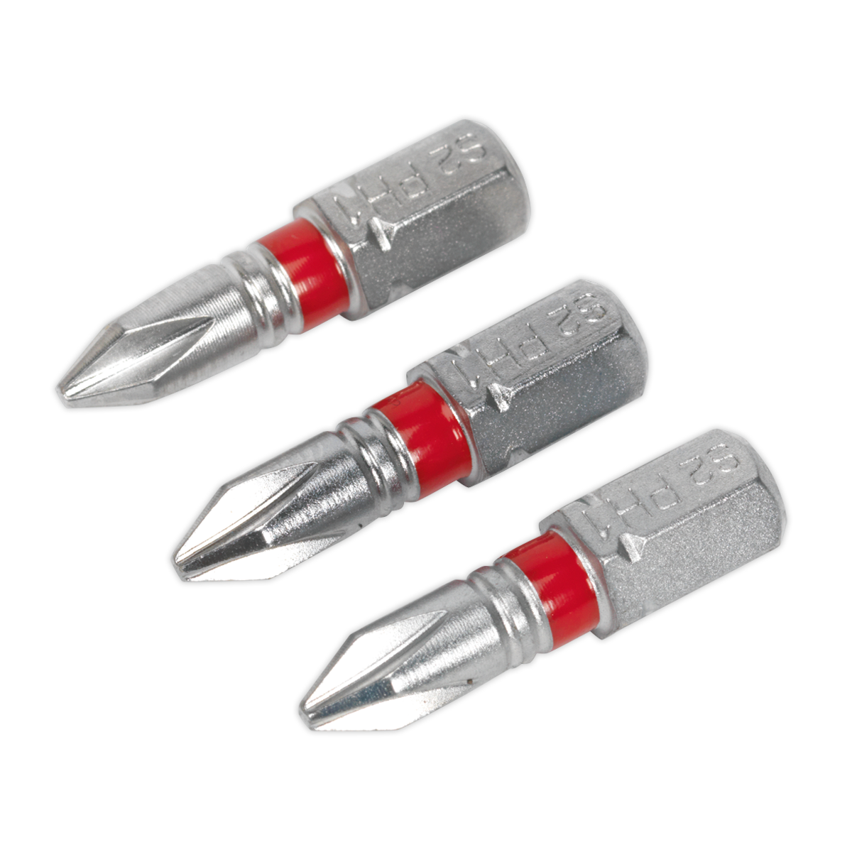 Sealey 25mm Phillips #1 Colour-Coded S2 Power Tool Bit - Pack of 3 AK210501