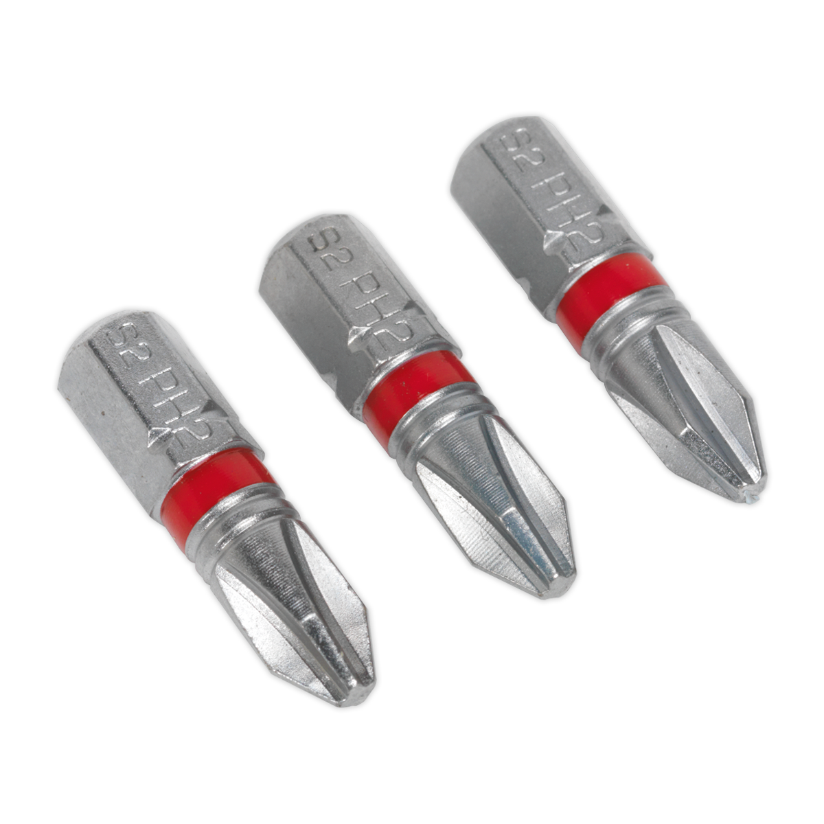 Sealey 25mm Phillips #2 Colour-Coded S2 Power Tool Bit - Pack of 3 AK210502