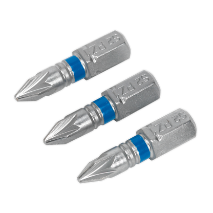 Sealey 25mm Pozi #1 Colour-Coded S2 Power Tool Bit - Pack of 3 AK210504