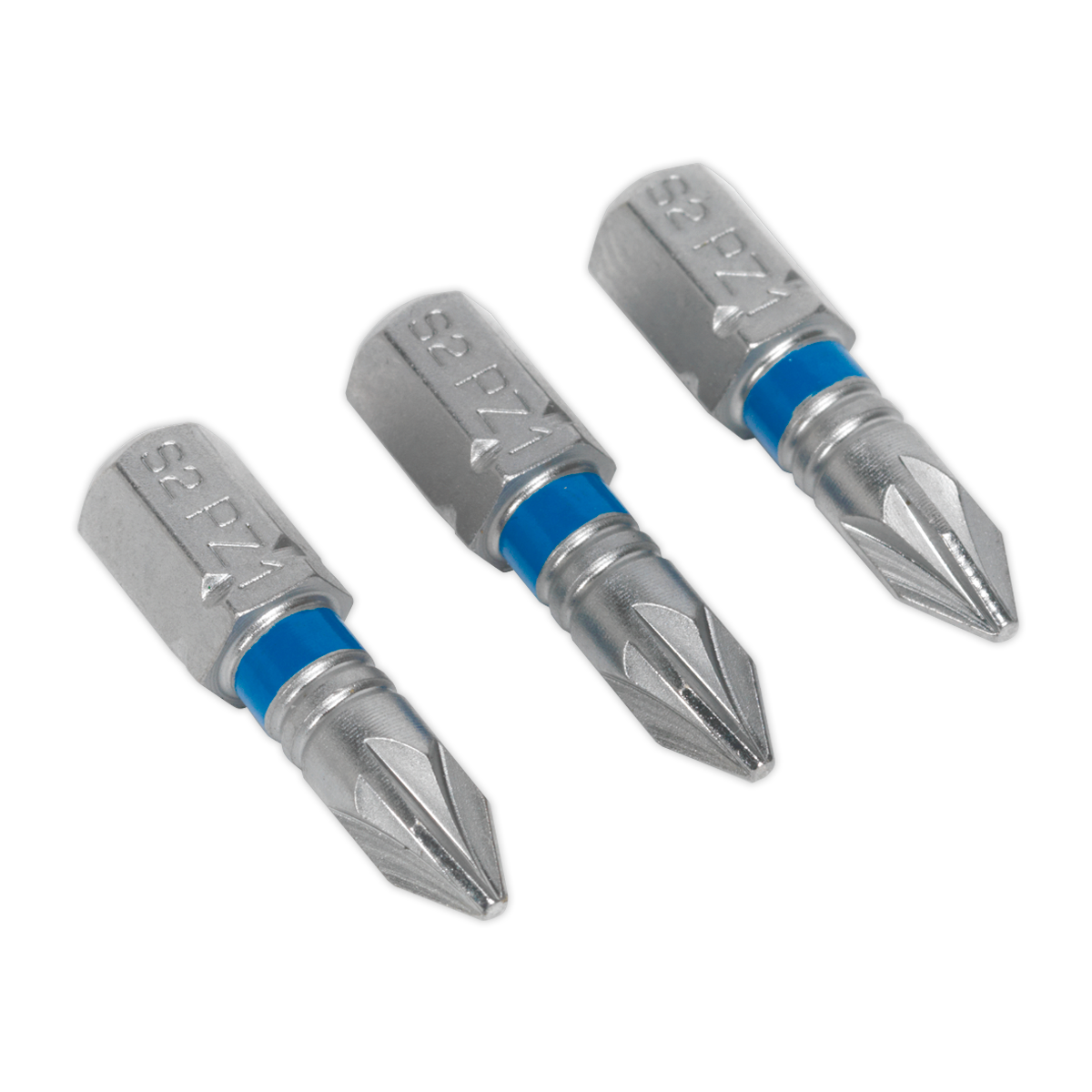 Sealey 25mm Pozi #1 Colour-Coded S2 Power Tool Bit - Pack of 3 AK210504