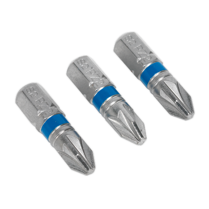 Sealey 25mm Pozi #2 Colour-Coded S2 Power Tool Bit - Pack of 3 AK210505