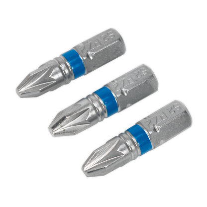 Sealey 25mm Pozi #2 Colour-Coded S2 Power Tool Bit - Pack of 3 AK210505