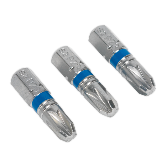 Sealey 25mm Pozi #3 Colour-Coded S2 Power Tool Bit - Pack of 3 AK210506
