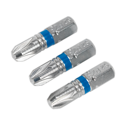 Sealey 25mm Pozi #3 Colour-Coded S2 Power Tool Bit - Pack of 3 AK210506