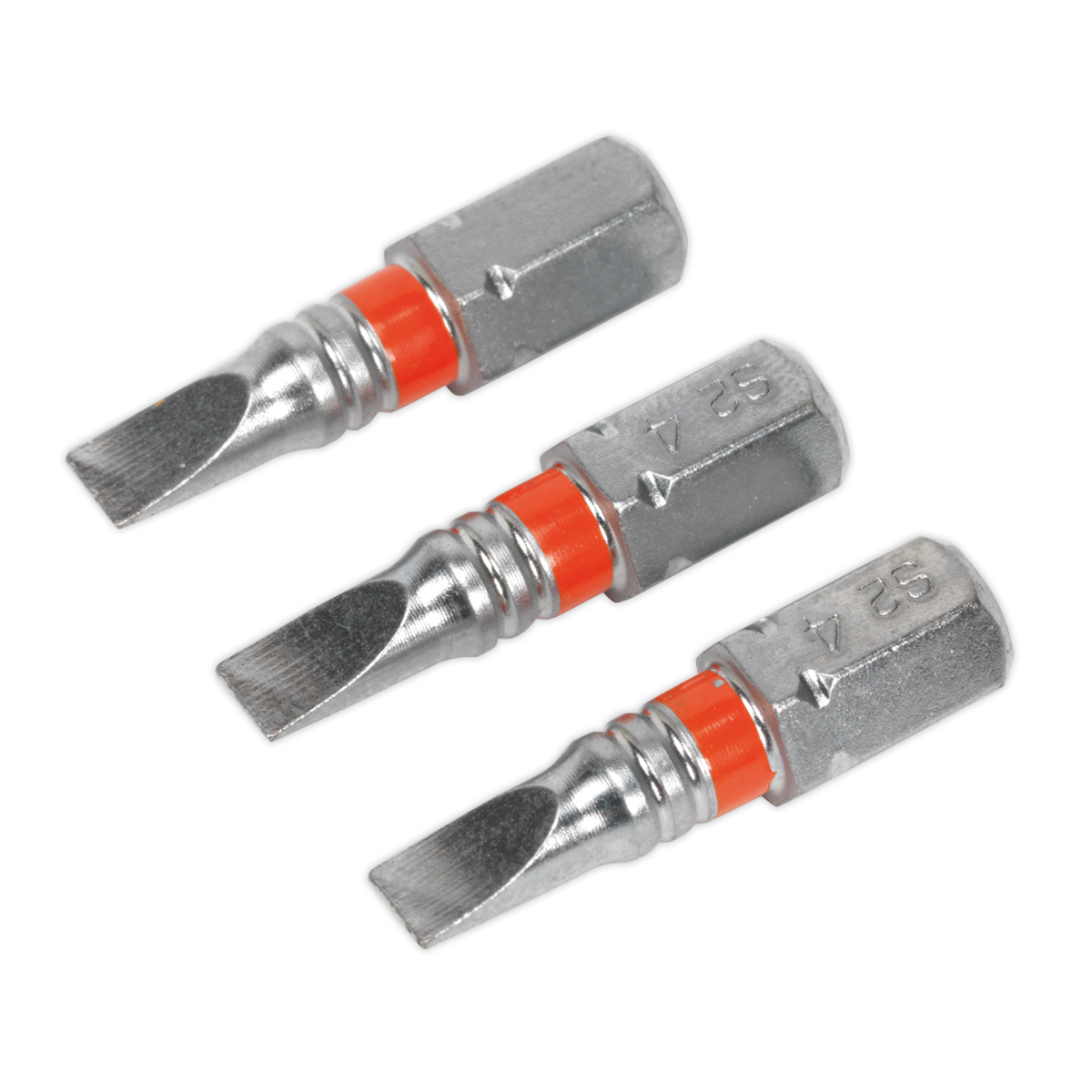 Sealey 25mm Slotted 4mm Colour-Coded S2 Power Tool Bit - Pack of 3 AK210507