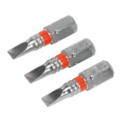 Sealey 25mm Slotted 4mm Colour-Coded S2 Power Tool Bit - Pack of 3 AK210507