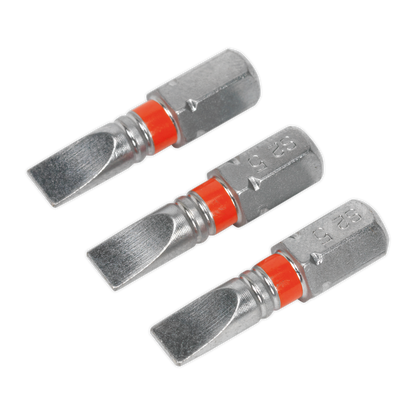 Sealey 25mm Slotted 5mm Colour-Coded S2 Power Tool Bit - Pack of 3 AK210508