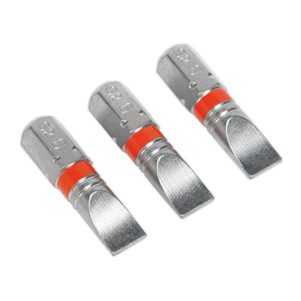 Sealey 25mm Slotted 6mm Colour-Coded S2 Power Tool Bit - Pack of 3 AK210509