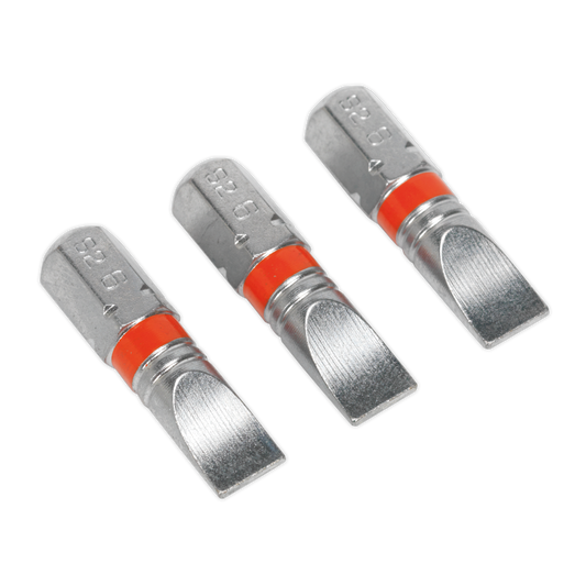 Sealey 25mm Slotted 6mm Colour-Coded S2 Power Tool Bit - Pack of 3 AK210509