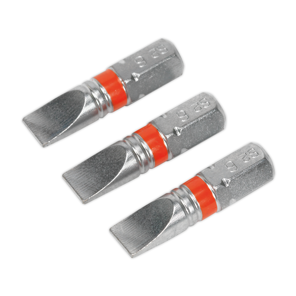Sealey 25mm Slotted 6mm Colour-Coded S2 Power Tool Bit - Pack of 3 AK210509