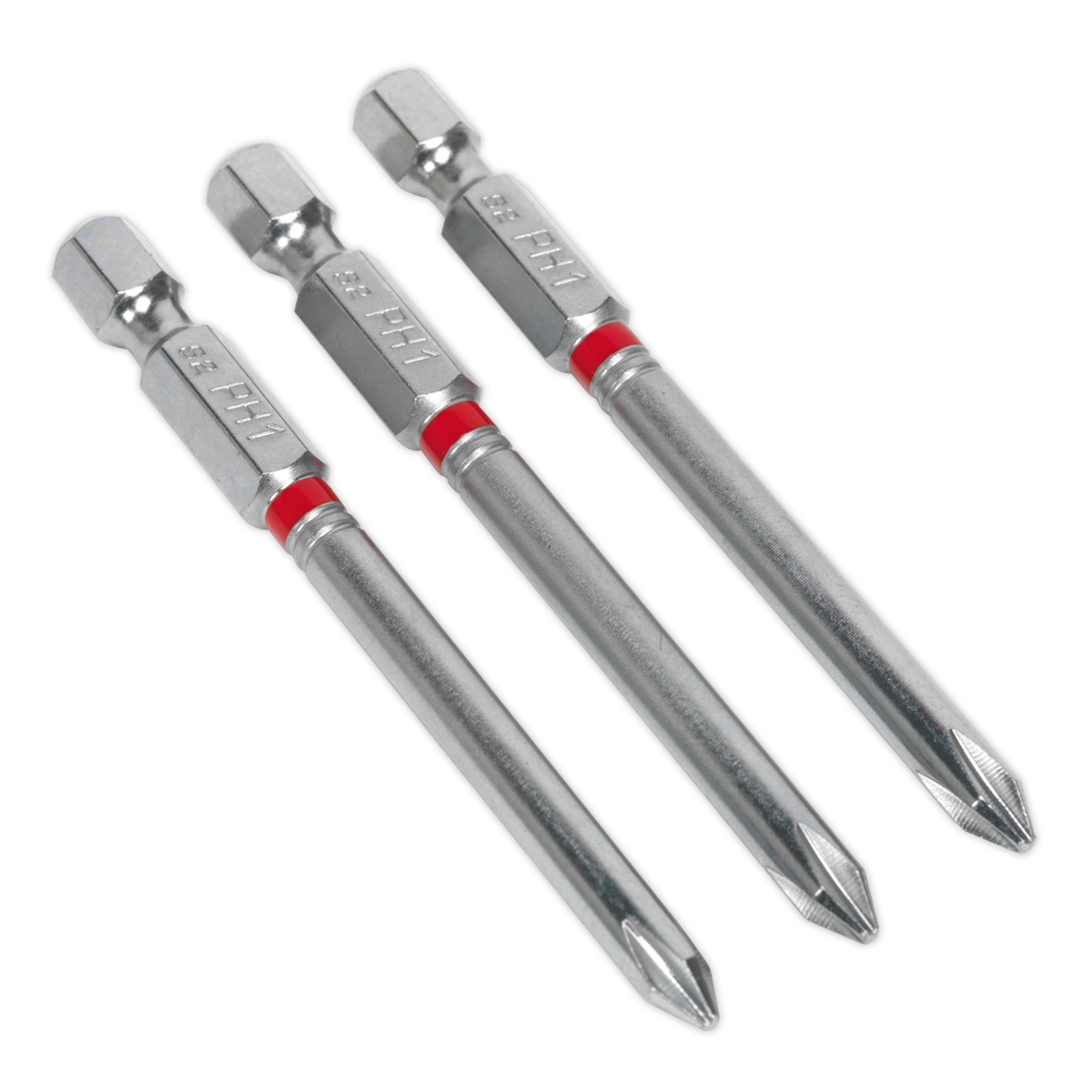 Sealey 75mm Phillips #1 Colour-Coded S2 Power Tool Bit - Pack of 3 AK210510