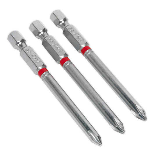 Sealey 75mm Phillips #1 Colour-Coded S2 Power Tool Bit - Pack of 3 AK210510