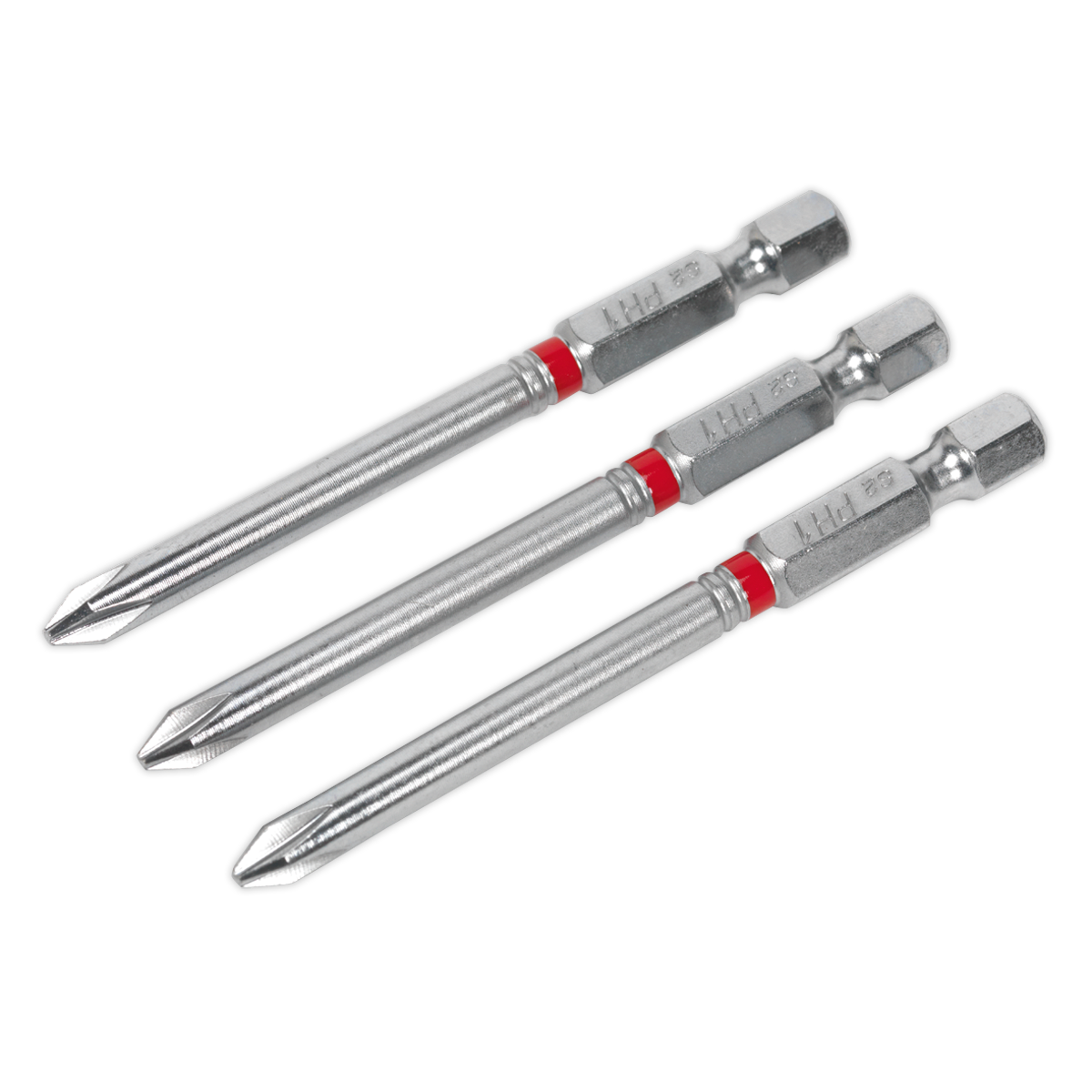 Sealey 75mm Phillips #1 Colour-Coded S2 Power Tool Bit - Pack of 3 AK210510