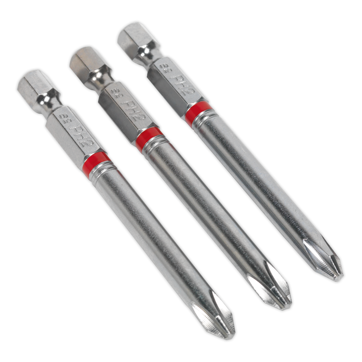 Sealey 75mm Phillips #2 Colour-Coded S2 Power Tool Bit - Pack of 3 AK210511